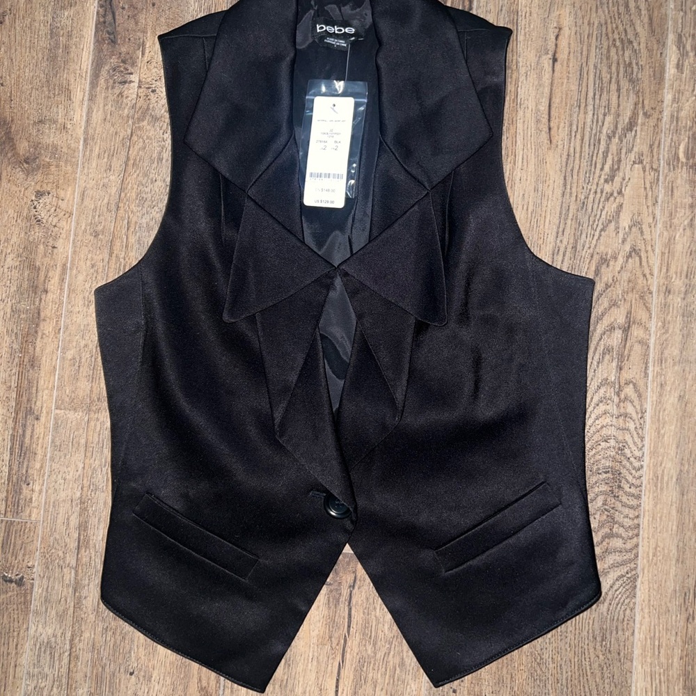 Bebe Waterfall Lapel Short Vest